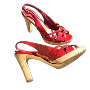 Patent Leather red heels with cork platform size 6